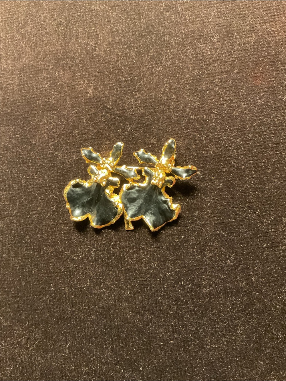 ISSI Black and Gold Floral Stud Earrings